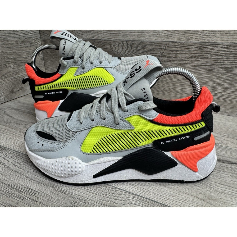 PUMA RS-X Reinvention Gray, Neon, Yellow, Red Sneakers Size US 6.5C Shoes